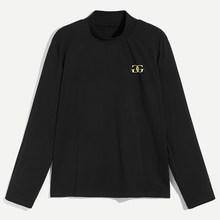 Shein Men Mock-neck Letter Print T-shirt