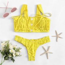 Shein Ruched Bow Tie Bikini Set