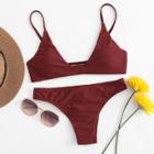 Shein Adjustable Straps Drawstring Bikini Set