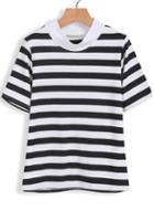 Shein Black White Short Sleeve Striped T-shirt