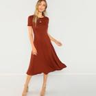 Shein Short Sleeve Solid Flare Dress