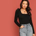 Shein Puff Sleeve Form Fitted Tee