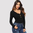 Shein Slim Fitted Button Detail Sweater
