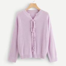 Shein Lace-up Front Solid Jumper