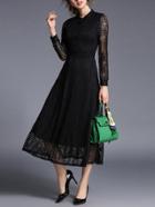 Shein Hollow Out Sheer Lace Shirt Dress