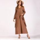 Shein Dual Pocket Ruffle Longline Dress