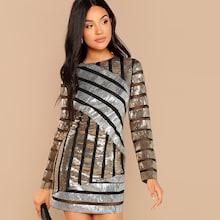 Shein Cut And Sew Sequin Textured Dress
