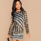 Shein Cut And Sew Sequin Textured Dress
