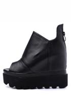Shein Black Faux Leather Peep Toe Boots
