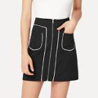 Shein Contrast Binding Zipper Front Skirt