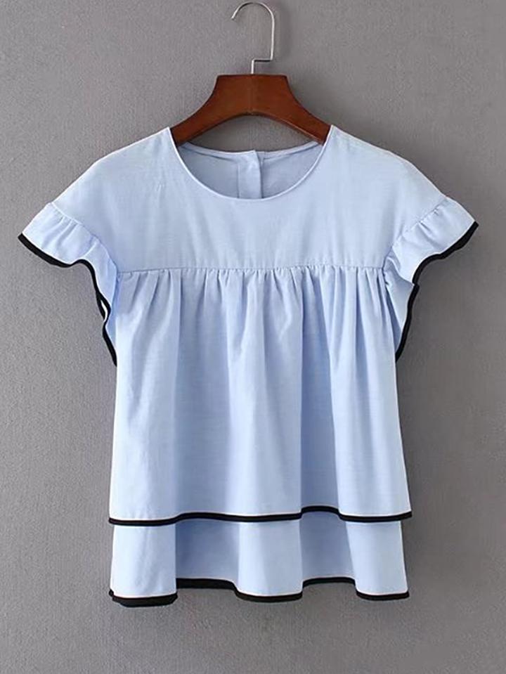 Shein Contrast Binding Tiered Top