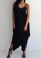 Rosewe Round Neck Black Spaghetti Strap Loose Jumpsuit