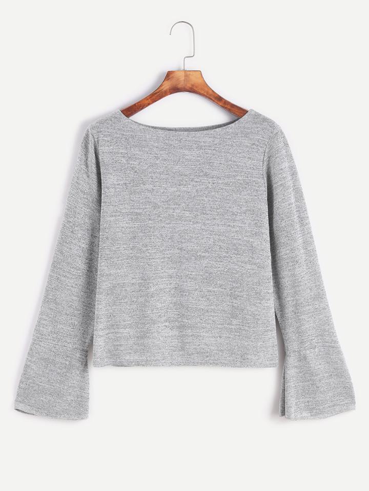 Shein Heather Grey Bell Sleeve T-shirt