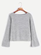 Shein Heather Grey Bell Sleeve T-shirt