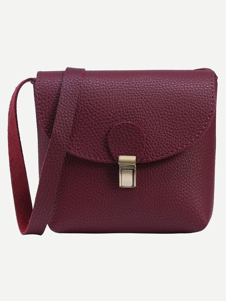 Shein Burgundy Pushlock Closure Crossbody Bag