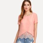 Shein Lace Trim Overlap Front Top