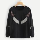 Shein Zip Decoration Embroidered Sweatshirt