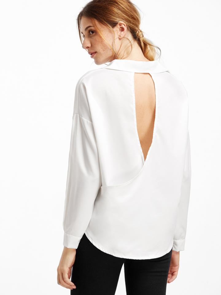 Shein White Wrap Back Shirt