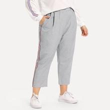 Shein Plus Elastic Waist Striped Side Pants
