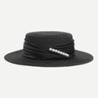 Shein Faux Pearl Detail Straw Hat