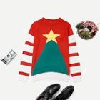 Shein Christmas Print Striped Sweater