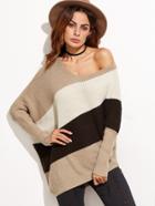 Shein Color Block Asymmetric Dolman Sleeve Sweater