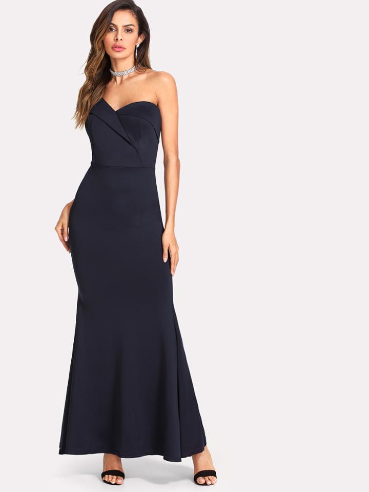 Shein Fold Over Detail Fishtail Hem Dress