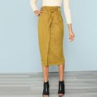 Shein Grommet Detail Knotted Faux Suede Skirt