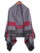 Shein Contrast Plaid Fringe Edge Square Shawl Scarf