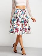 Shein Floral Jacquard Weave Pleated Skirt