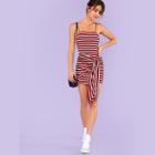 Shein Knot Front Striped Ribbed Cami Dress