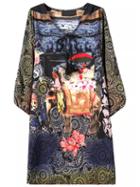 Shein Colour Tie-neck Tribal Print Loose Dress