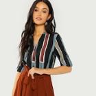 Shein V Cut Neck Striped Shirt