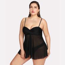 Shein Plus Split Mesh Swim Dress Set