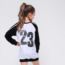 Shein Girls Letter Print Contrast Raglan Sleeve Romper