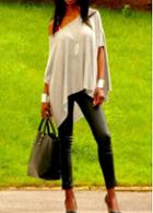 Rosewe Off The Shoulder Light Grey T Shirt