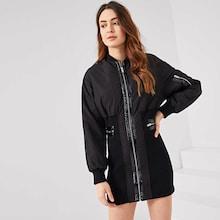 Shein Zip Detail Skinny Bomber Dress
