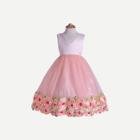 Shein Toddler Girls Contrast Mesh Stereo Flower Detail Dress