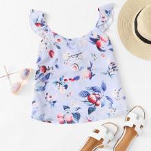 Shein Ruffle Strap Botanical Cami Top