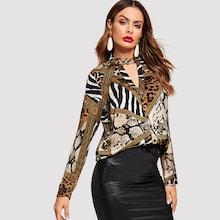 Shein V-cut Neck Keyhole Back Top