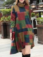 Shein Color Block High Neck High Low Dress