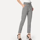Shein Plaid Knot Front Belted Pant