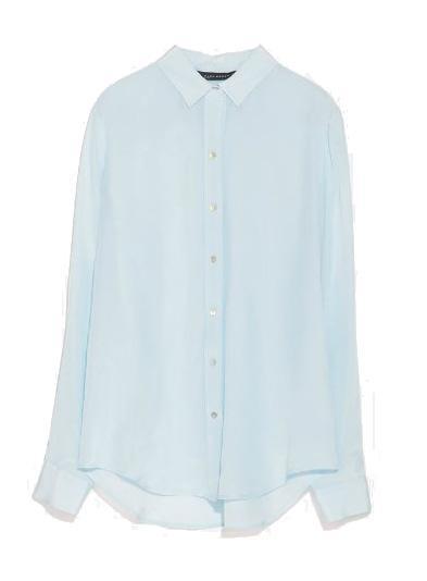 Shein Blue Lapel Long Sleeve Slim Chiffon Blouse