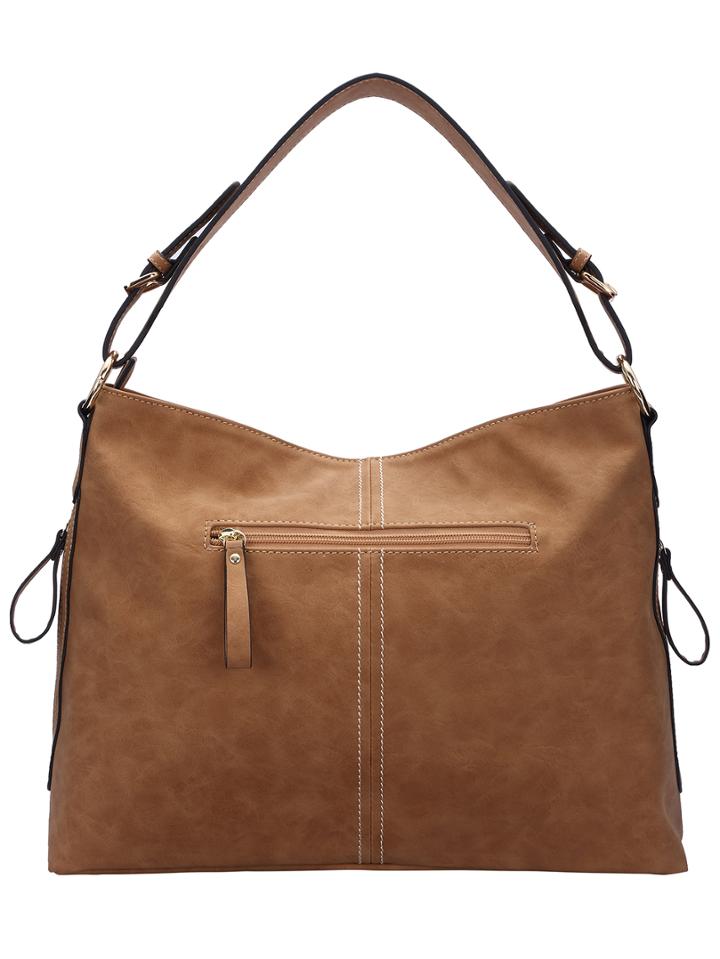 Shein Khaki Belt Buckle Zipper Pu Bag