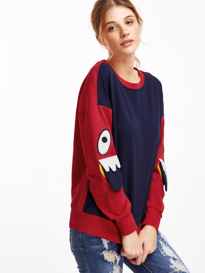 Shein Color Block Eye Patch Cute Sweatshirt