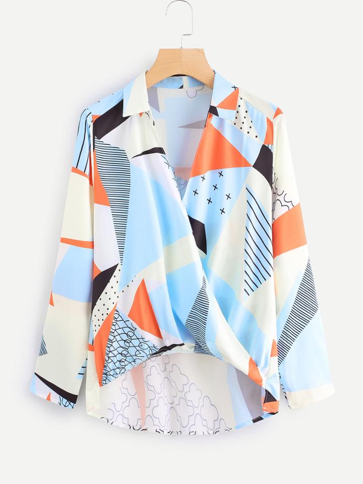 Shein Color Block V Neck Top