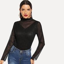 Shein Mock Neck Mesh Top