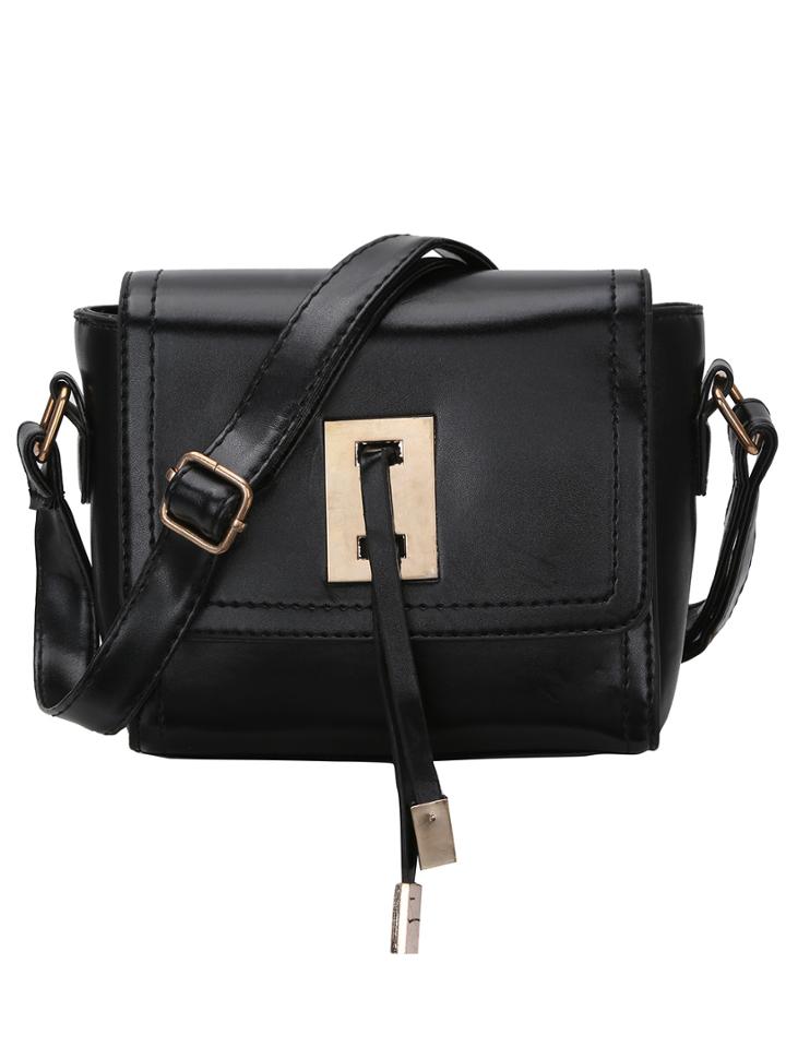 Shein Metal Plate Embellished Flap Shoulder Bag