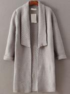 Shein Grey Shawl Collar Roll Cuff Long Sweater Coat