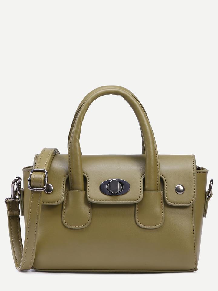 Shein Green Turnlock Flap Satchel Bag